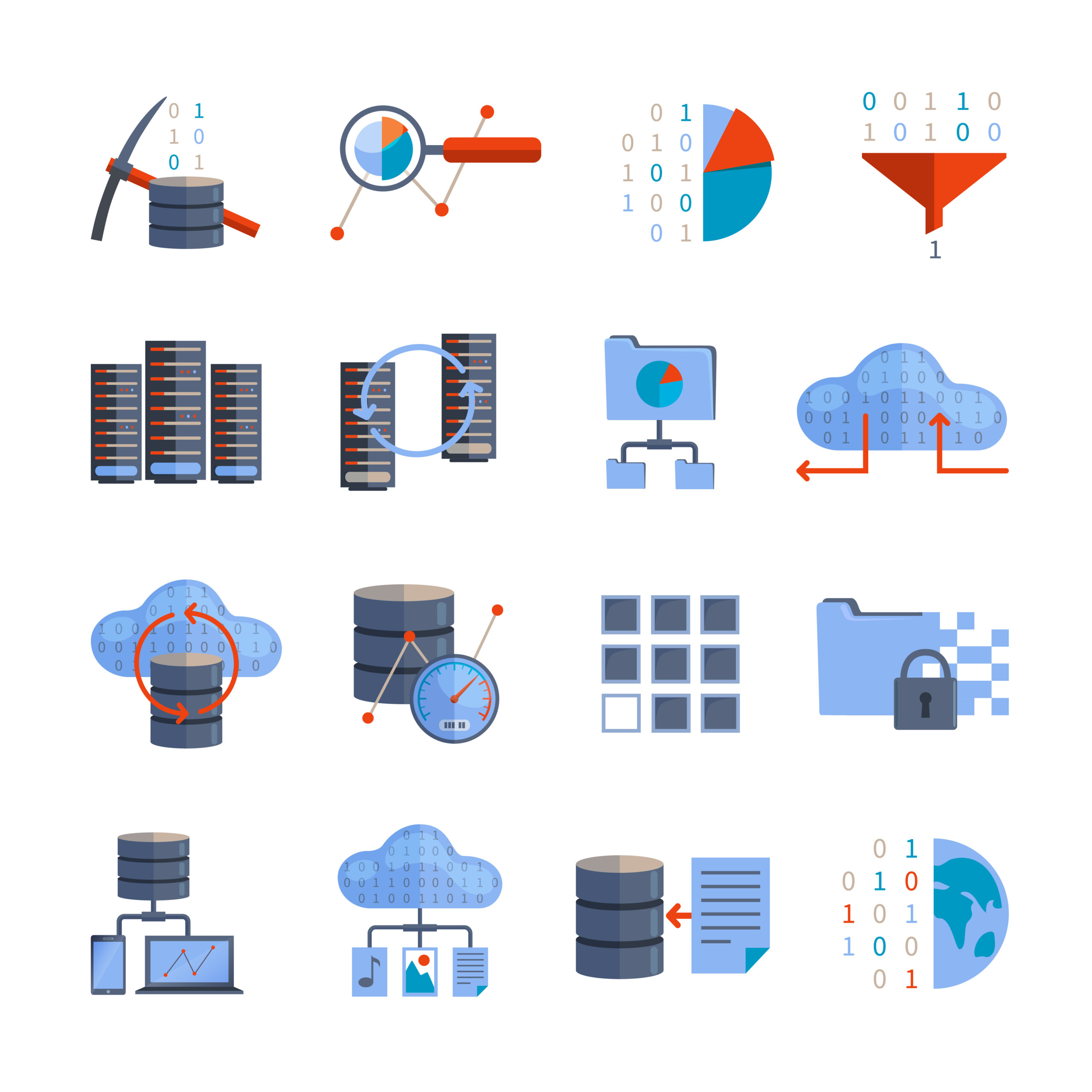 Imagem de ícones ilustrados para Base de Dados de Recursos energéticos Distribuídos